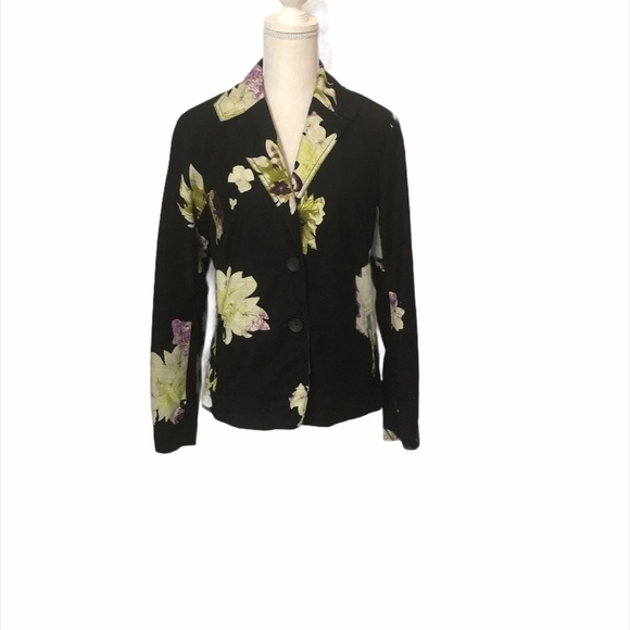 COLDWATER CREEK Women's Floral Blazer Jacket Size 4-6 Black Green Multicolor - Picture 7 of 7